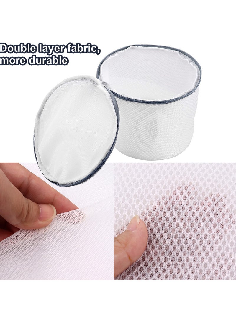 syosi 4 قطع أكياس الغسيل الصدرية، أكياس الغسيل الشبكية مع الرمز البريدي أسطواني رشاقته النسيج شبكة أكياس الغسيل للجوارب الملابس الداخلية الصدرية ملابس الطفل - Image 4